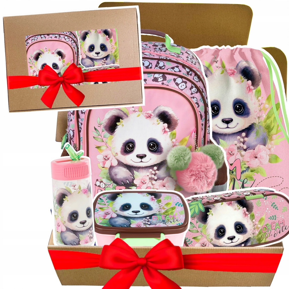 Rozkošný batoh 5v1 CUTE PANDA pre dievčatá na základnú školu